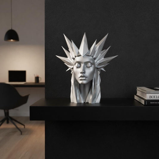 Modern Geometric Ice Queen Bust Sculpture