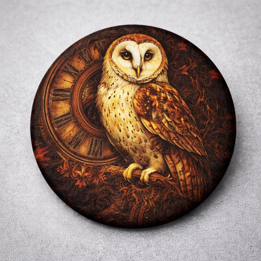 Vintage Owl Clock Round Coasters