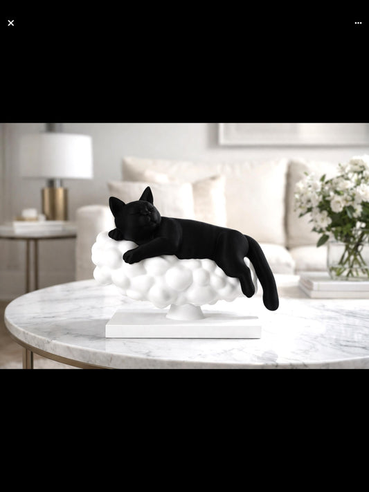 Sleeping Cat on Cloud Sculpture