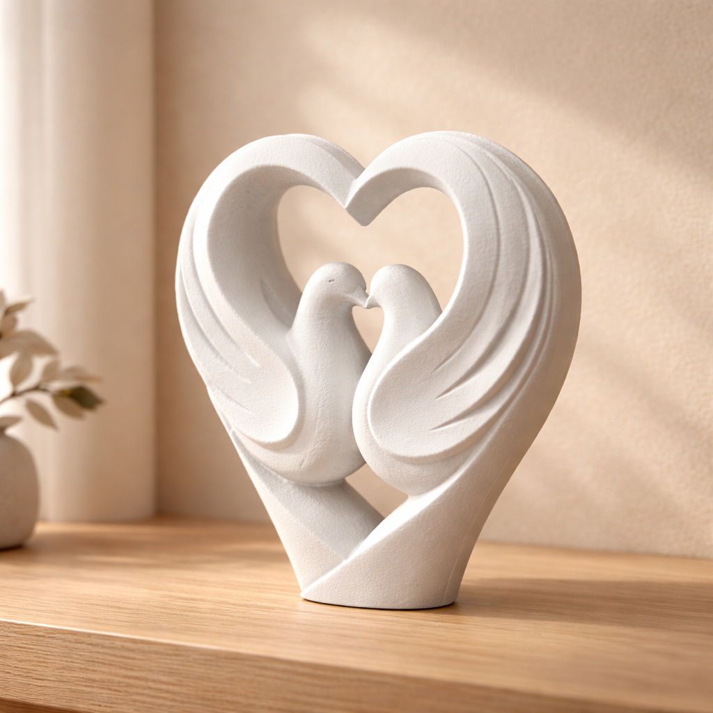Two Doves Heart Sculpture