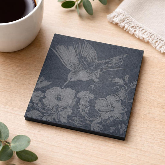 Laser Engraved Hummingbird Slate Coaster
