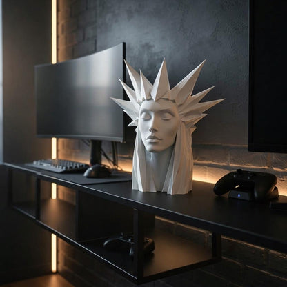 Modern Geometric Ice Queen Bust Sculpture