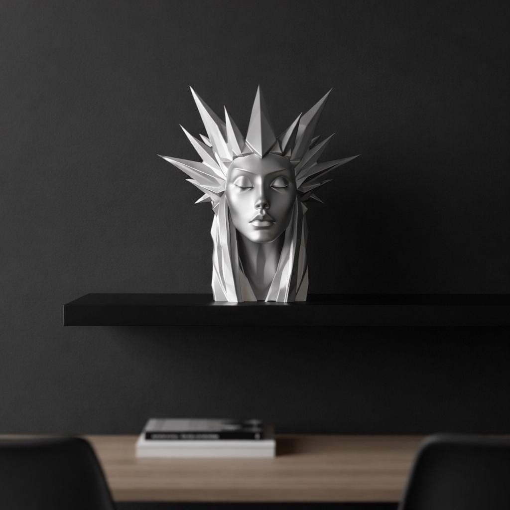 Modern Geometric Ice Queen Bust Sculpture