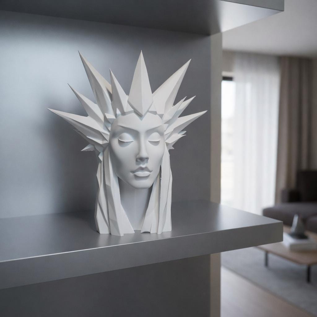 Modern Geometric Ice Queen Bust Sculpture