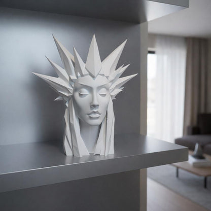 Modern Geometric Ice Queen Bust Sculpture