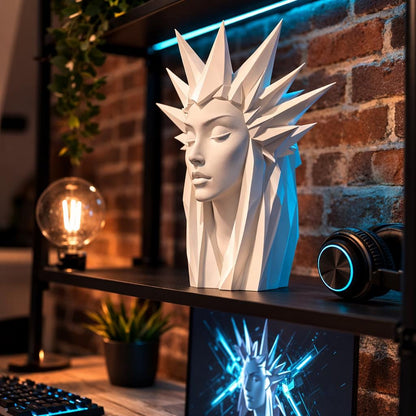 Modern Geometric Ice Queen Bust Sculpture
