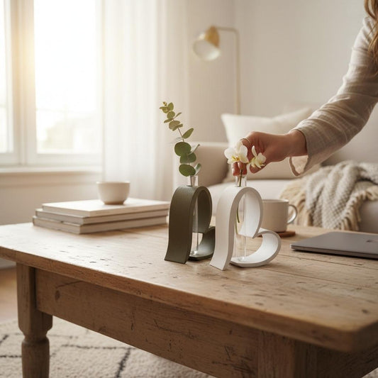 Modern Heart Bud Vase with Glass Tube + test tubes