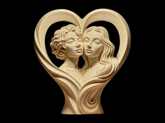 Two Souls One Heart Sculpture, Romantic Couple Art, Love Heart Statue, Anniversary Gift, Valentine’s Day Decor, Modern Home Ornament