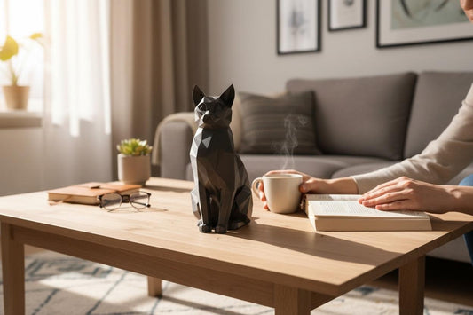 Modern Geometric Sitting Cat Sculpture