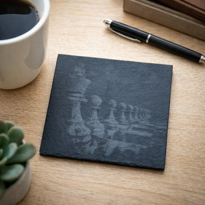 Laser Engraved Chess Slate Coasters