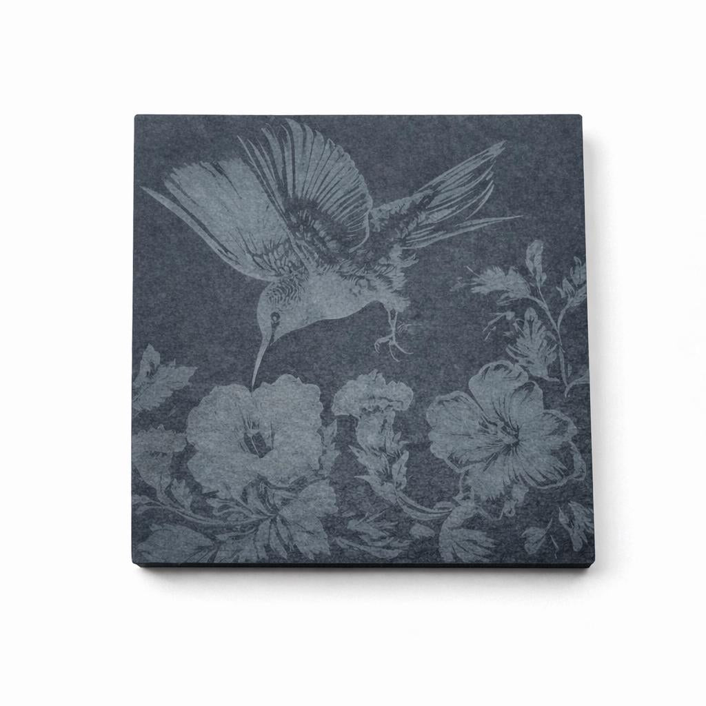 Laser Engraved Hummingbird Slate Coasters