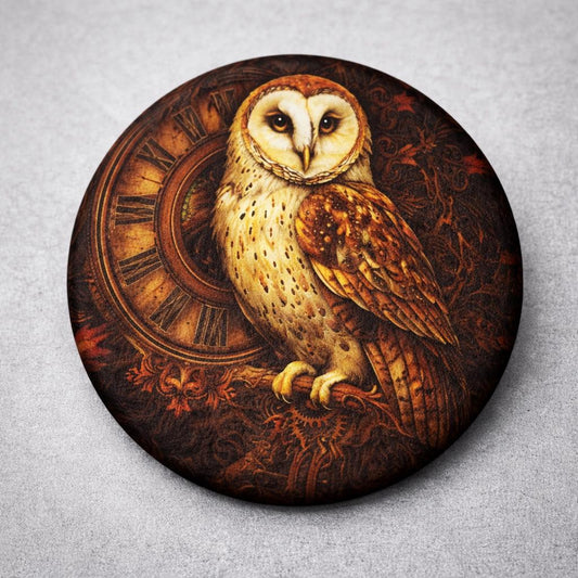 Vintage Owl Clock Round Coasters