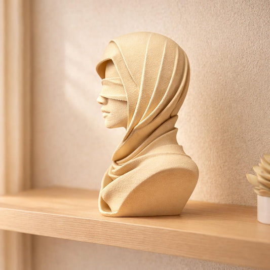 Blindfolded Woman Bust Sculpture