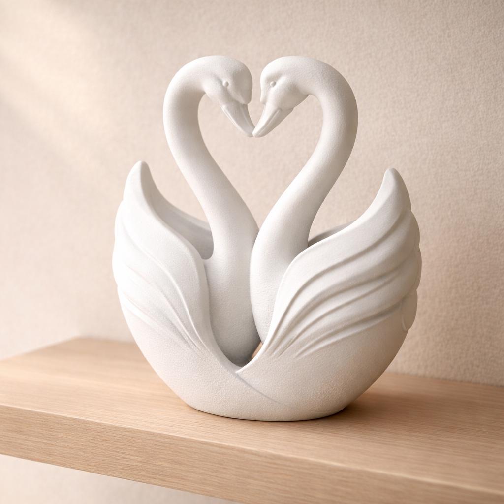 3D Printed Swan Heart Sculpture