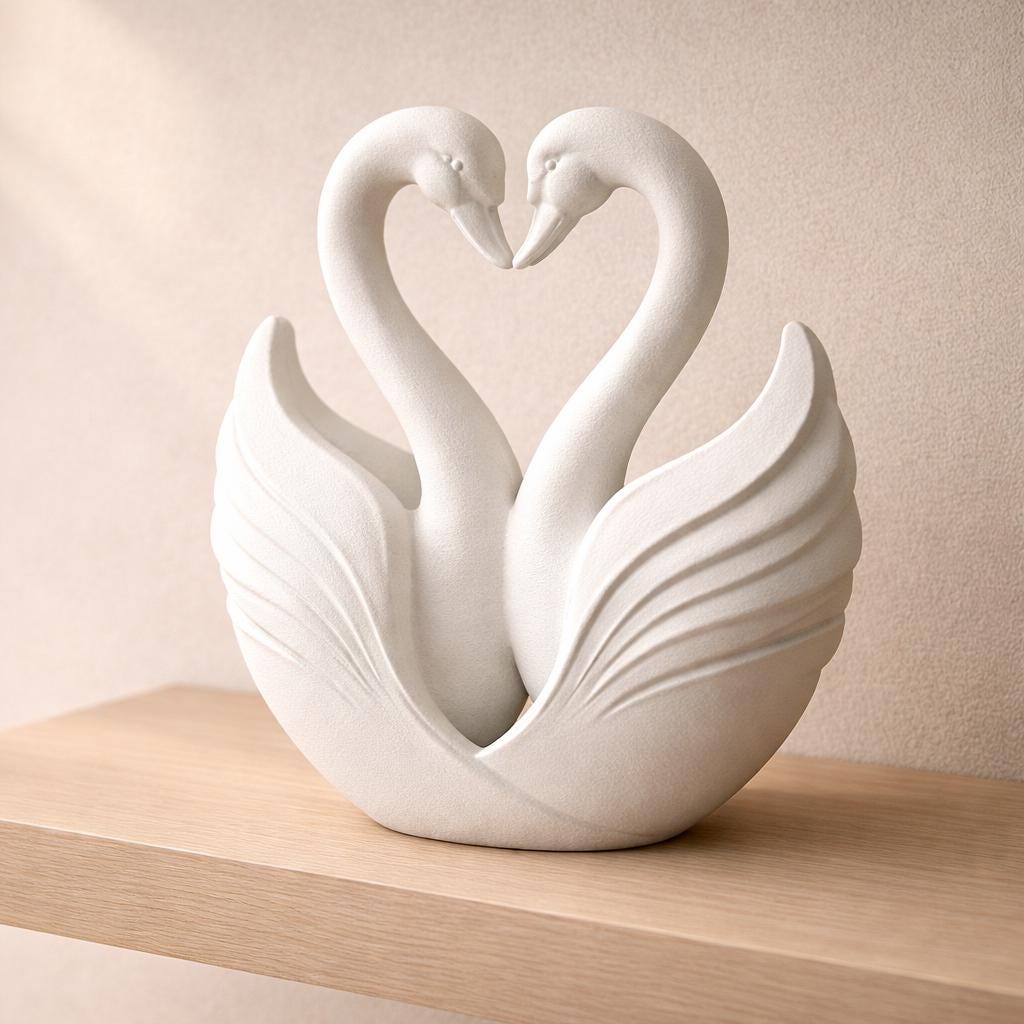 3D Printed Swan Heart Sculpture