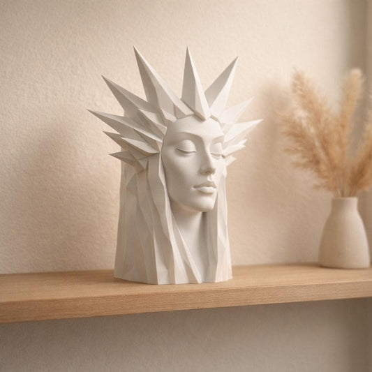 Modern Geometric Ice Queen Bust Sculpture