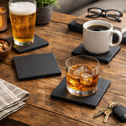 4 x Black Square Coaster