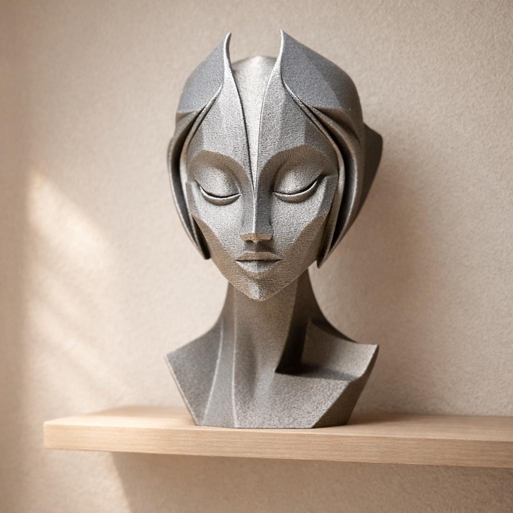 Abstract Geometric Woman Bust Sculpture