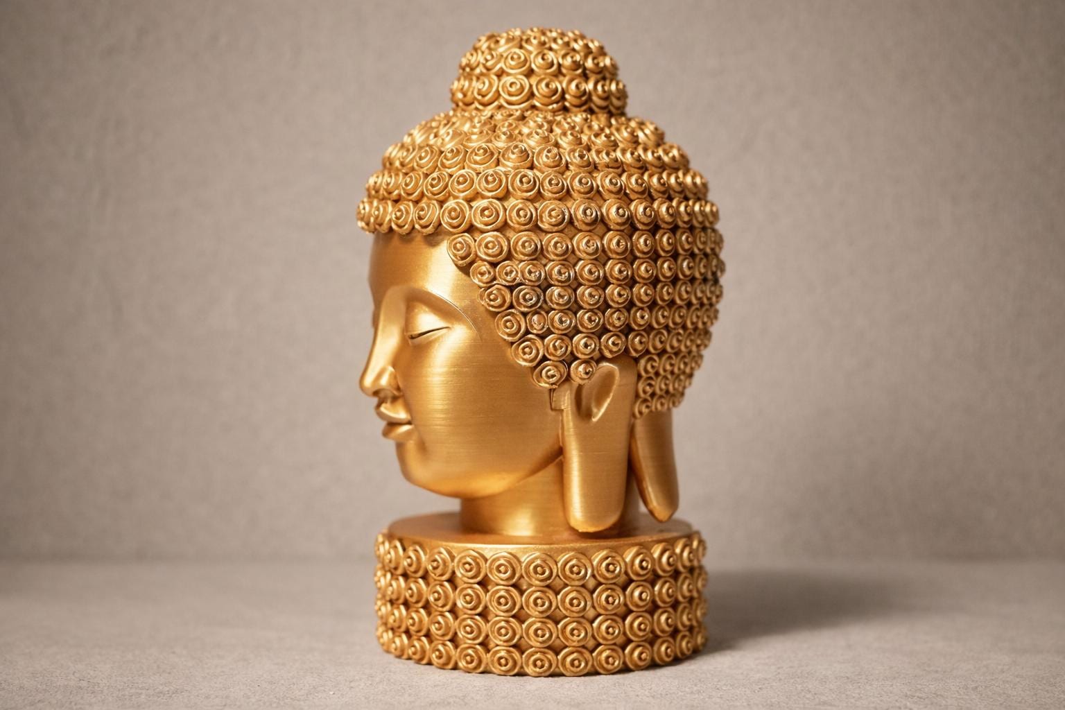 Golden Buddha Head Sculpture