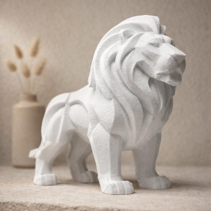 Modern Geometric Lion Sculpture