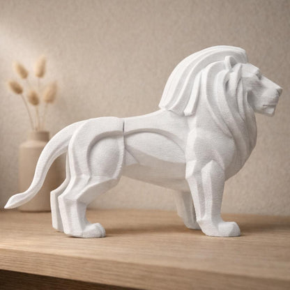 Modern Geometric Lion Sculpture