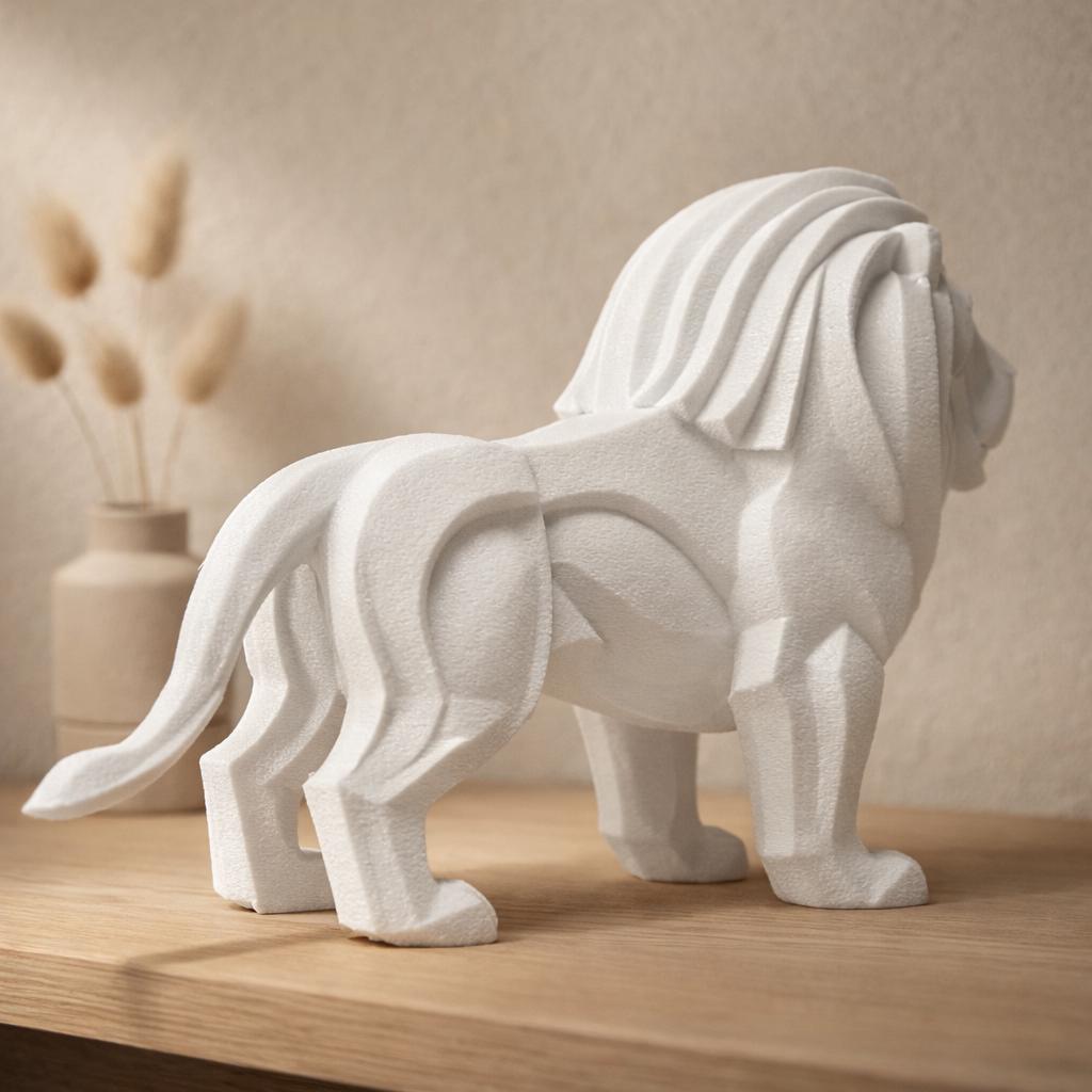 Modern Geometric Lion Sculpture