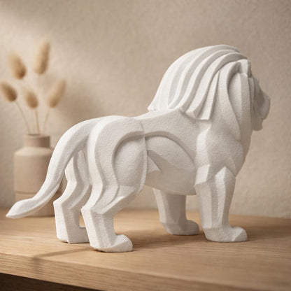 Modern Geometric Lion Sculpture