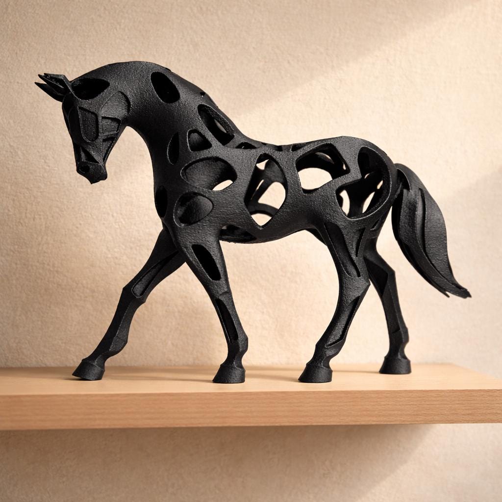Modern Geometric Horse Sculpture