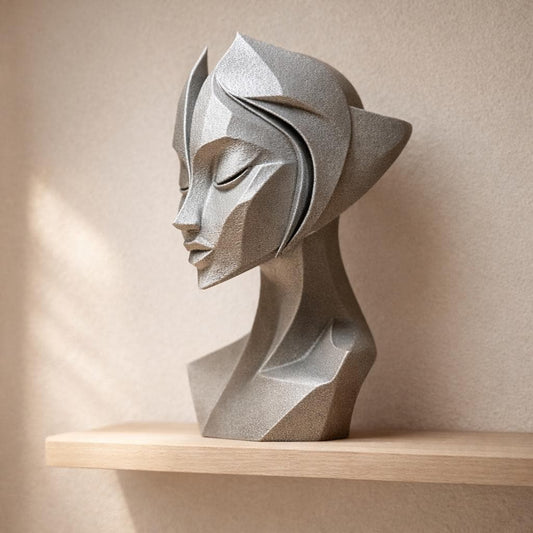 Abstract Geometric Woman Bust Sculpture