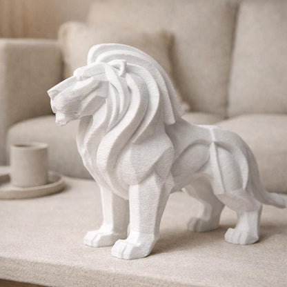 Modern Geometric Lion Sculpture