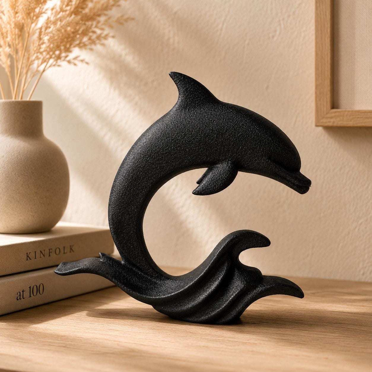 Minimalist Dolphin Wave Sculpture
