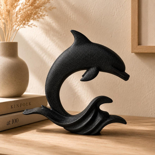 Minimalist Dolphin Wave Sculpture