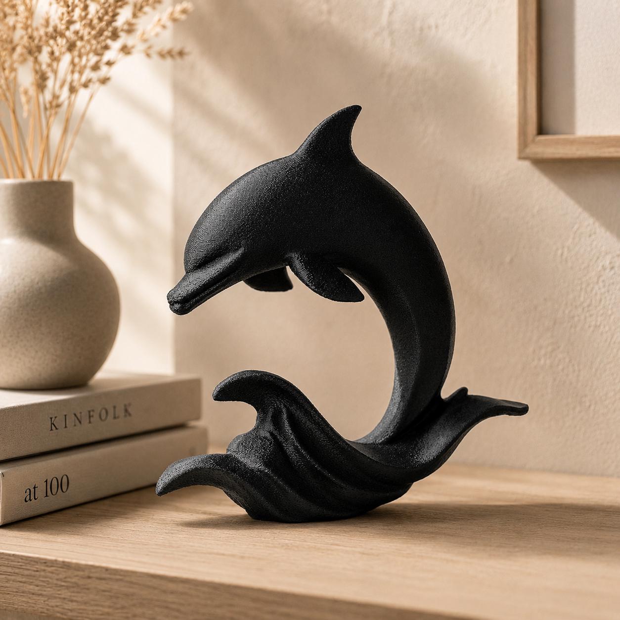 Minimalist Dolphin Wave Sculpture