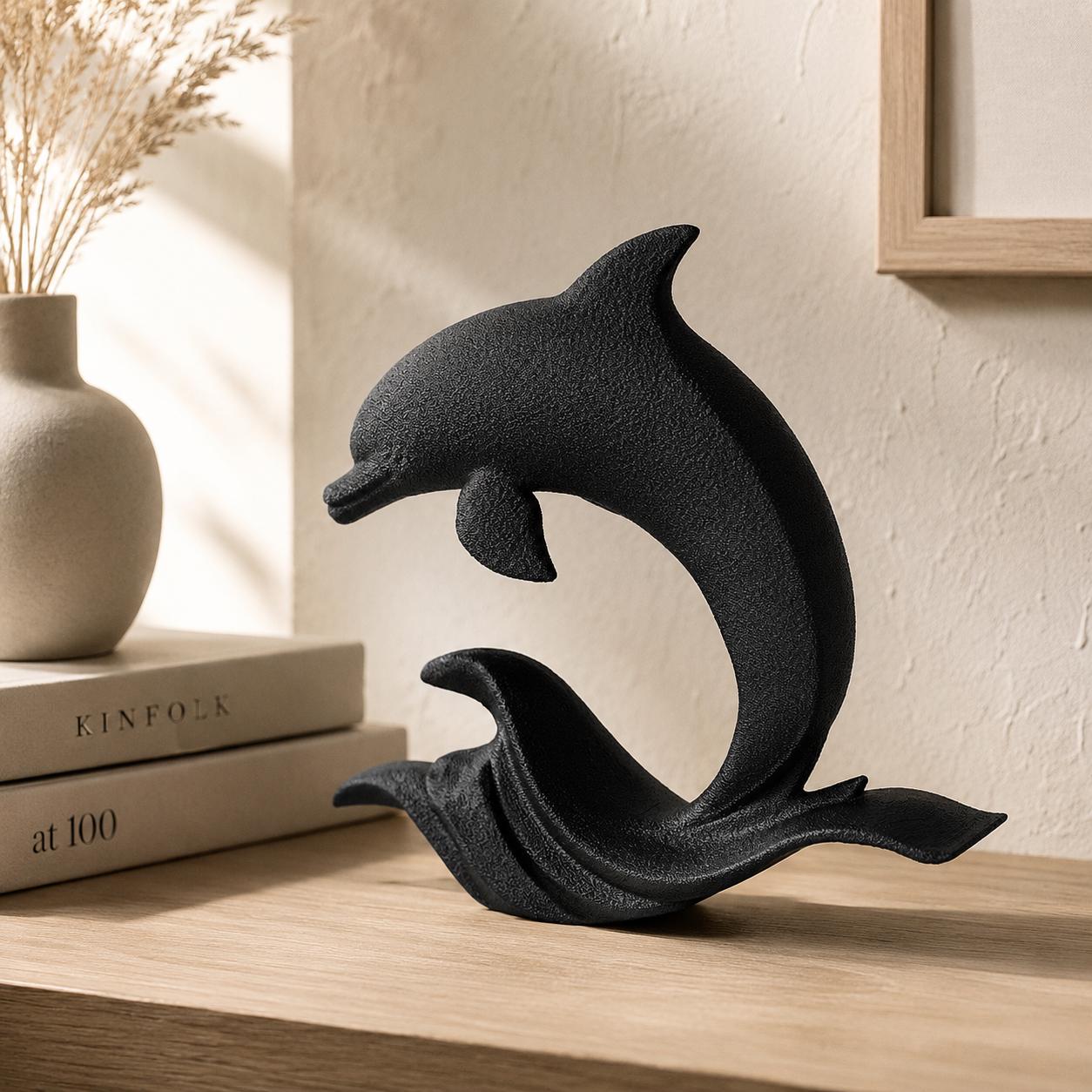 Minimalist Dolphin Wave Sculpture