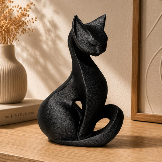 Elegant Abstract Cat Statue
