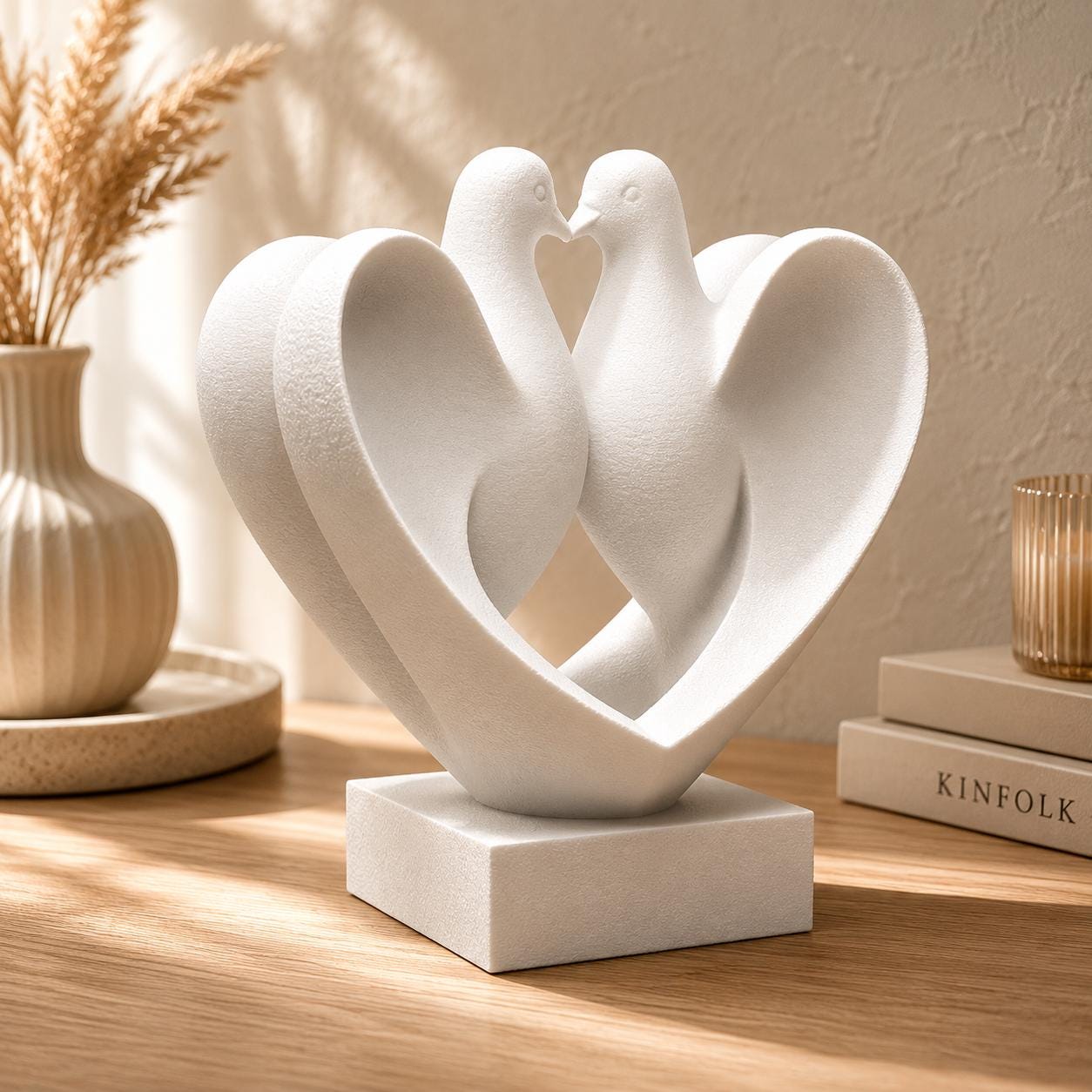 Elegant Swan Heart Sculpture