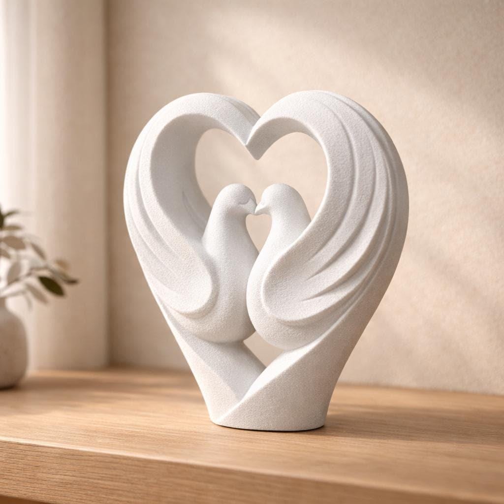 Two Doves Heart Sculpture