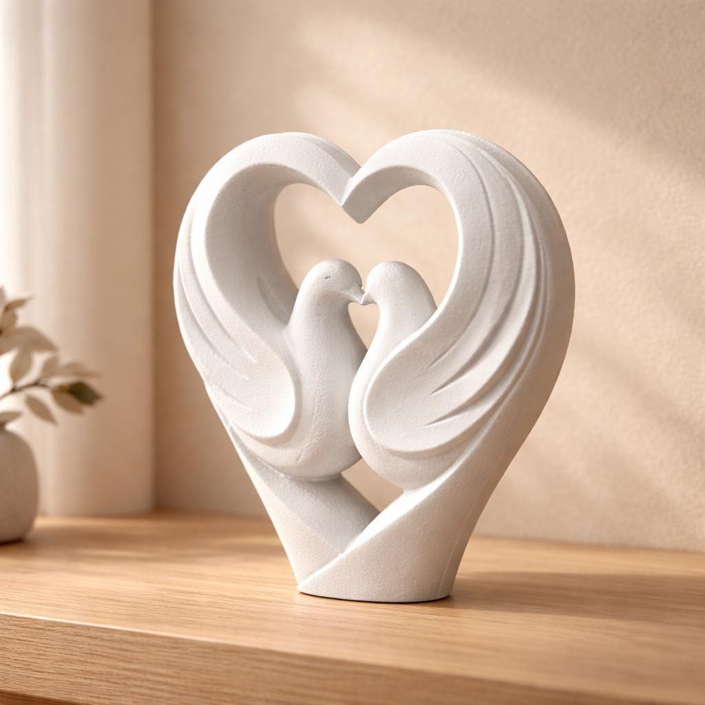 Two Doves Heart Sculpture