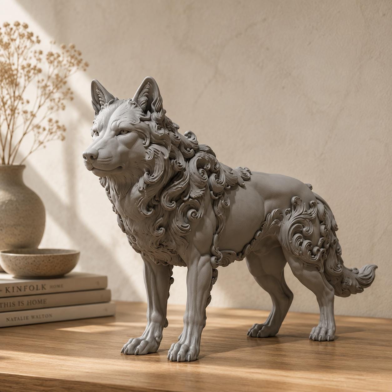 Ornate Wolf Sculpture