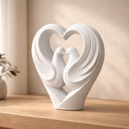 Two Doves Heart Sculpture