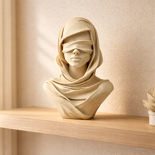 Blindfolded Woman Bust Sculpture