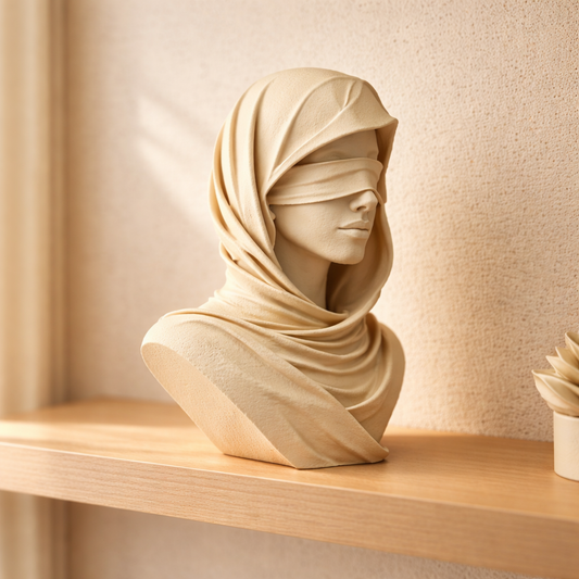 Blindfolded Woman Bust Sculpture
