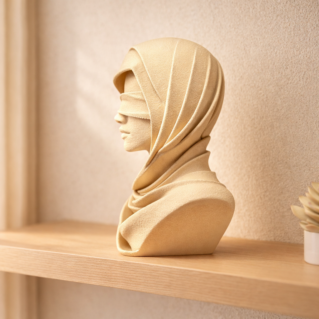 Blindfolded Woman Bust Sculpture